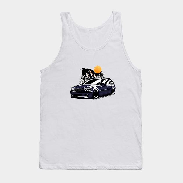 Blue E46 Touring Classic Mountains Tank Top by KaroCars